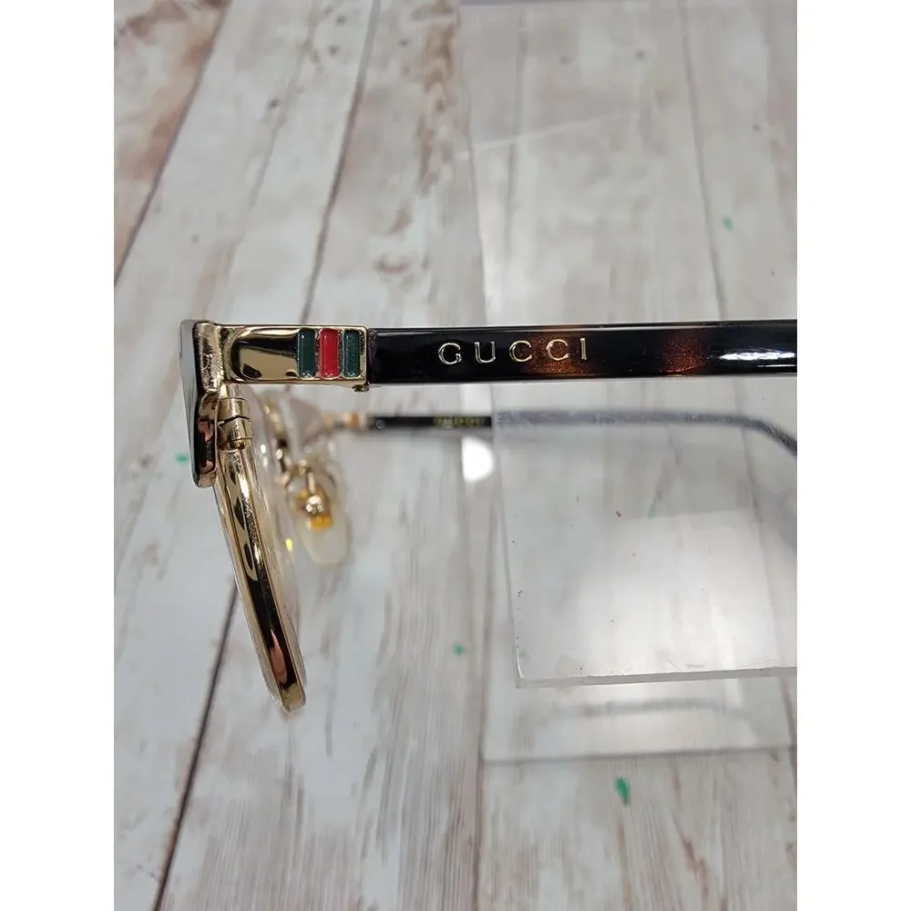Gucci Eyeglasses Frames GG01310 002 Matte Black Gold Square Full Rim 53-18-145